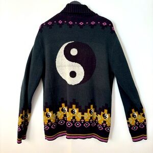Urban Outfitters Ying Yang Cardigan Sweater Green Boho Hippie Size Large